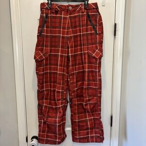 Turbine Men's Large Red Plaid Ski Snowboarding Pants Flannel Adjustable